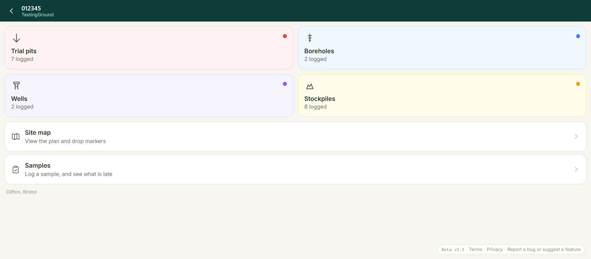 BlendIQ field mode on a phone, showing the list of jobs a site worker can open.